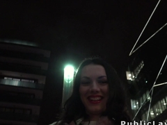 Perfect brunette picked up in public