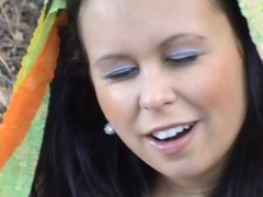 Krystinka in homemade porn with a bj and hard fuck in a forest