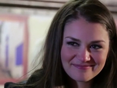 Hot girl in an outdoor shower sucking cock