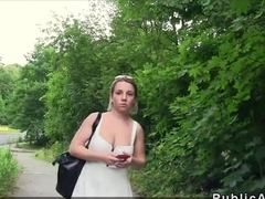 Busty Czech student fucks outdoor pov for cash