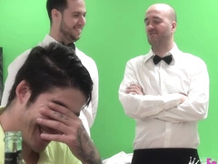 Sasha fucks her date and the waiters for diner