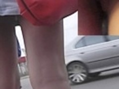 Sexy upskirt cutie staying back to spy boy