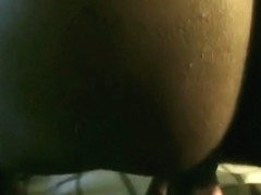 Black pussy is getting super wet on top of my dick