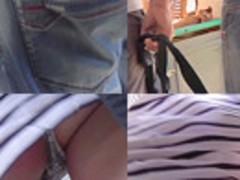 Yummy ass of a slim bitch seen in real upskirt movie