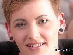 Short haired Euro babe banged to males orgasm