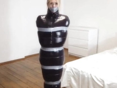 Hot Blonde Bound And Tape Gagged, Wrapped 1