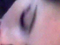 Hot brunette sucks her bf's cock and balls pov, teases with her eyes and gets a facial.