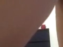 Amateur blonde in sexy outfit shows her nice ass for the webcam