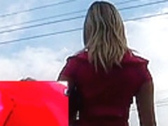 Slender waist cutie upskirts in public