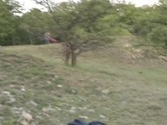 Teenage girl exposes body and gives a head