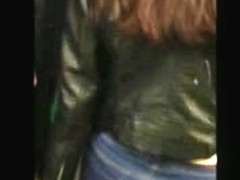 Cum on sexy girl in leather jacket 5