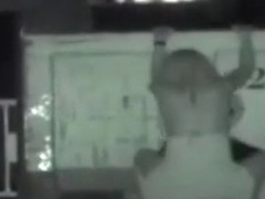 Voyeur tapes a blonde partyslut riding a guy in public on the pavement