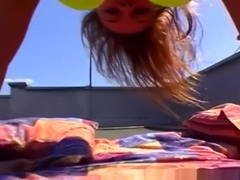 Teen redhead outdoor anal on a rooftop