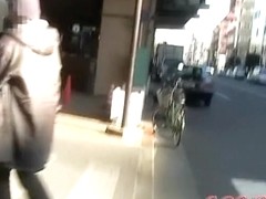 Japanese schoolgirls in a kinky street sharking video