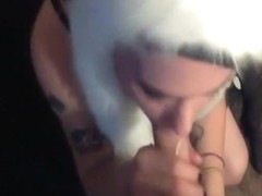 American girl in panda outfit sucks cock and swallows