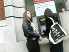 Legal Age girlr sweetheart with large butt at cashpoint