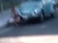 Candid voyeur clip with amateur that pissed on the road