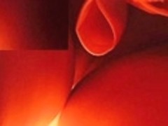 Fiery-red upskirt closeup clip