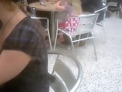 Amateur in the caf. exciting downblouse on spy camera