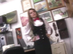 Jasmine Jae shows fat ass in the office