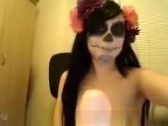 girl teases on halloween eve after her trick or treat candy round
