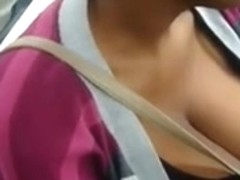 Jiggling Black Tits in Train