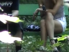 Voyeur 20 in the woods, no panties, only 4 Voyeurs  (MrNo)